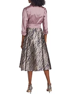 Taffeta Metallic Jacquard Midi Shirtdress