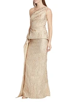 One-Shoulder Metallic Jacquard Gown