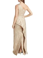 One-Shoulder Metallic Jacquard Gown