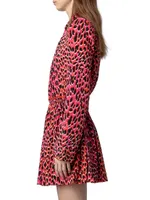 Ryde Elasticized Leopard-Print Minidress
