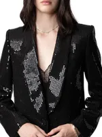 Vive Sequined Single-Breasted Blazer