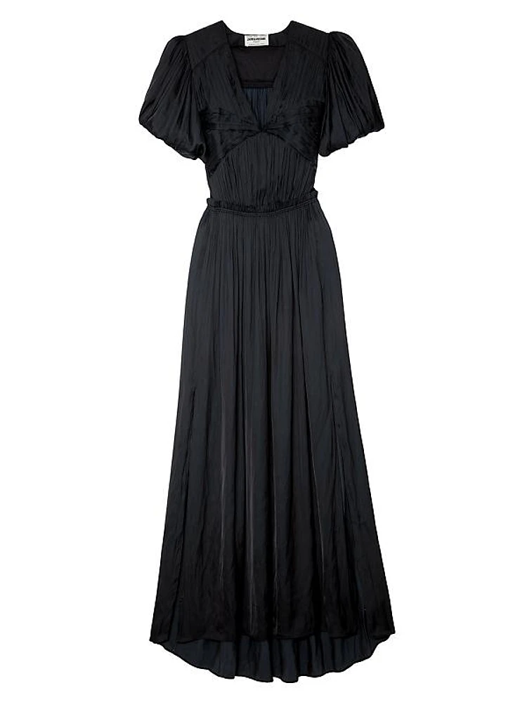 Reina Pleated Satin Gown