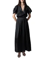 Reina Pleated Satin Gown