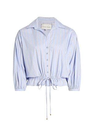 Hutton Striped Cotton Poplin Top