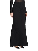 Textured Fit & Flare Maxi Skirt