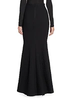 Textured Fit & Flare Maxi Skirt