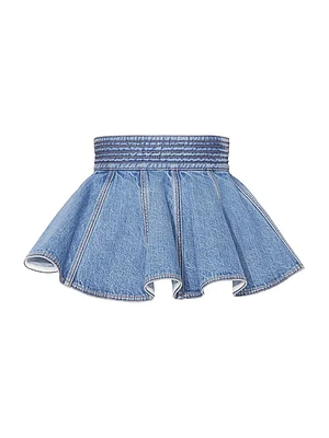 Pleated Denim Peplum Belt