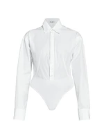 Cotton-Blend Long-Sleeve Shirt Bodysuit