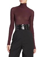 Sheer Turtleneck Long-Sleeve Bodysuit