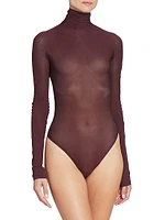 Sheer Turtleneck Long-Sleeve Bodysuit