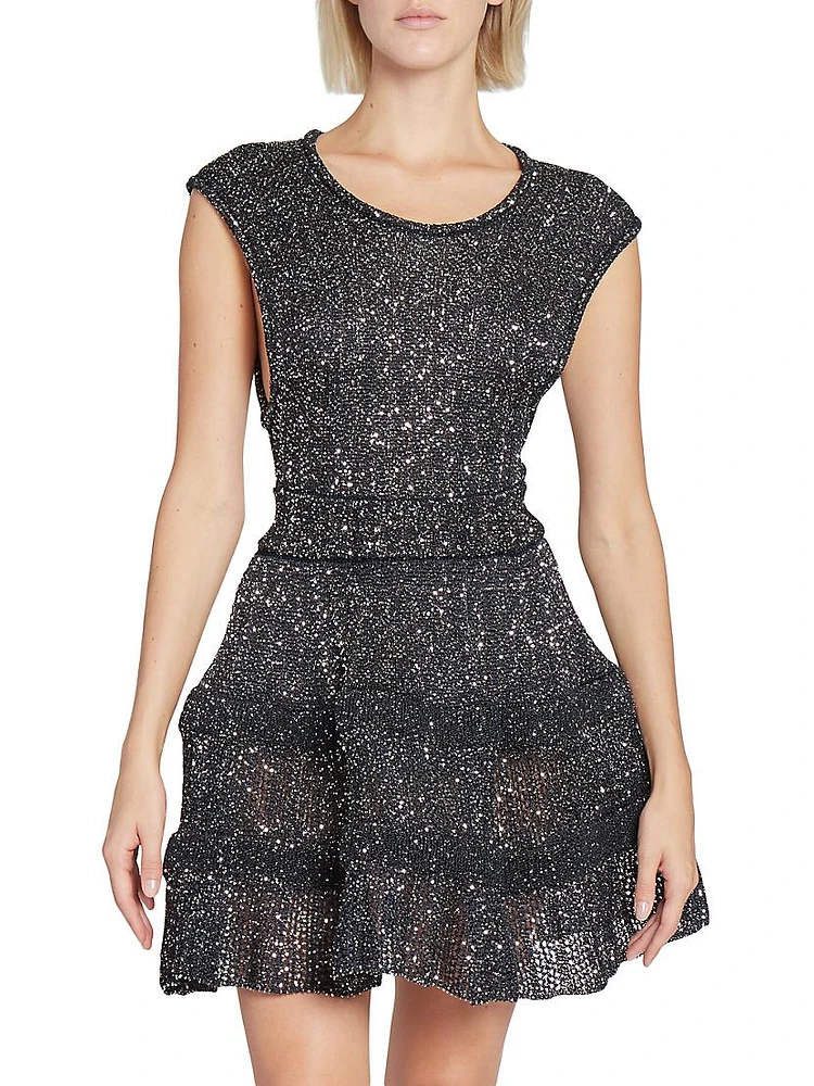 Sequin-Embellished Fit & Flare Minidress