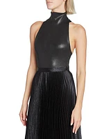 Coated Sleeveless Turtleneck Bodysuit