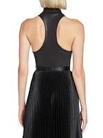 Coated Sleeveless Turtleneck Bodysuit