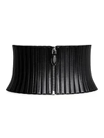 Paneled Striped Leather Corset