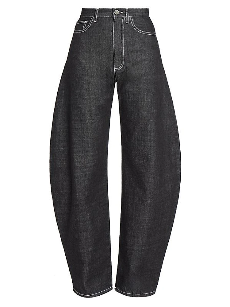 Round Cotton Mid-Rise Pants