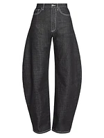 Round Cotton Mid-Rise Pants