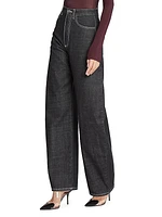 Round Cotton Mid-Rise Pants