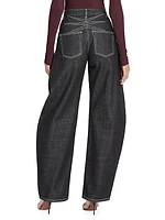 Round Cotton Mid-Rise Pants