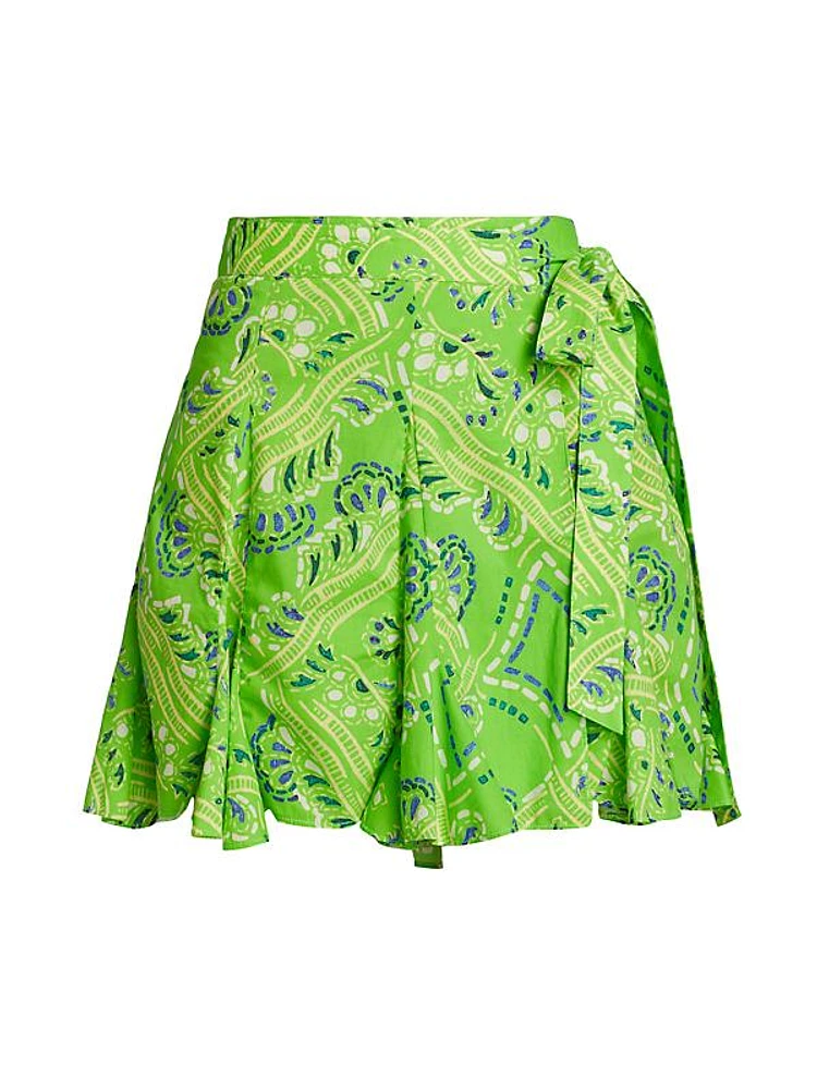 Willow Paisley Cotton Wrap Miniskirt