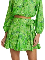 Willow Paisley Cotton Wrap Miniskirt