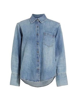 Oversized Denim Button-Front Shirt