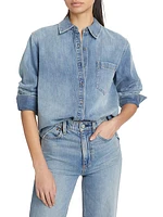 Oversized Denim Button-Front Shirt