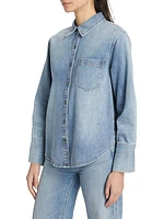 Oversized Denim Button-Front Shirt