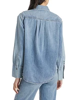 Oversized Denim Button-Front Shirt