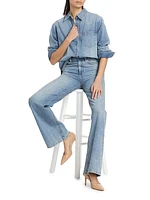 Oversized Denim Button-Front Shirt