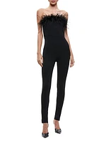 Idell Feather-Trim Jumpsuit