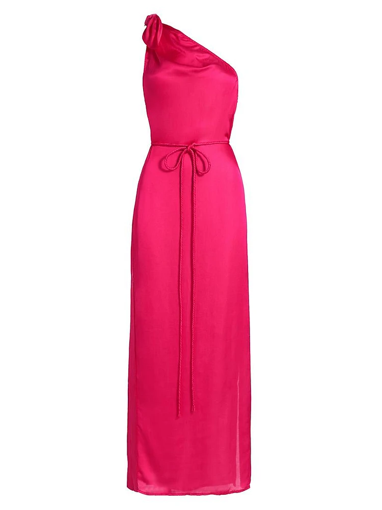 Isabelle Asymmetric Satin Dress