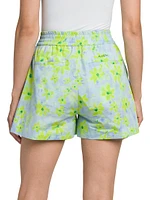 Elasticized Floral Cotton Shorts