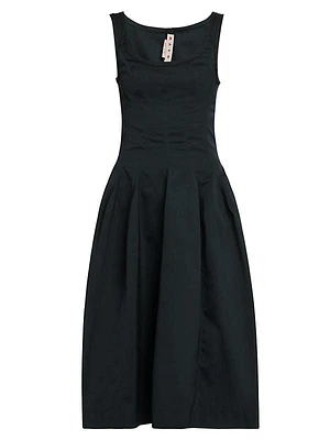 Suspenders Cotton-Blend Midi-Dress