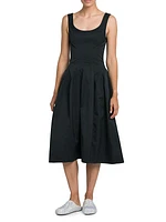 Suspenders Cotton-Blend Midi-Dress