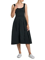 Suspenders Cotton-Blend Midi-Dress