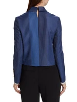 Pinstriped Wool Cropped Jacket