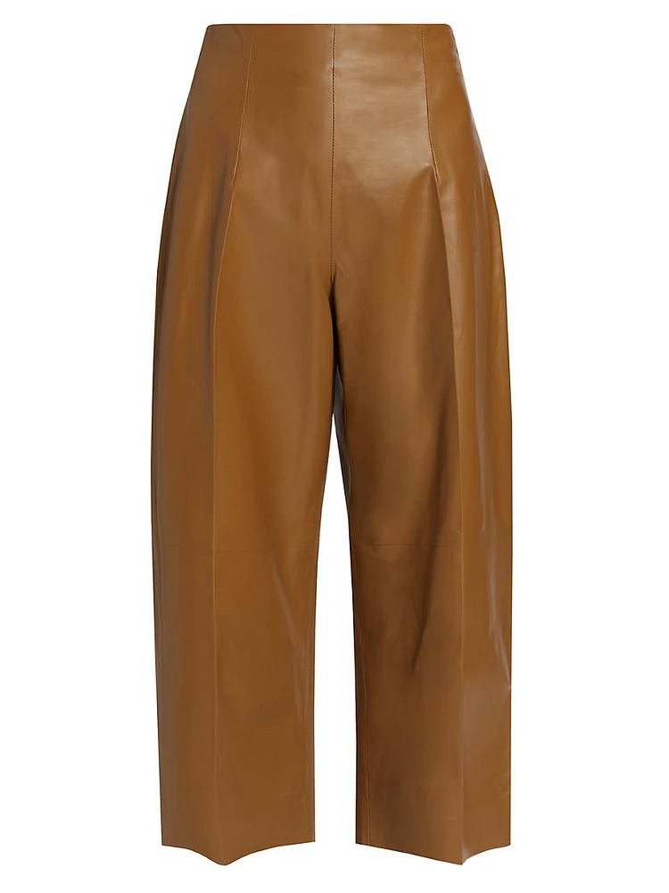 Leather High-Wasted Flared Pants