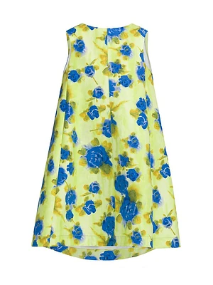 A-Line Floral Cotton Midi-Dress