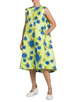 A-Line Floral Cotton Midi-Dress