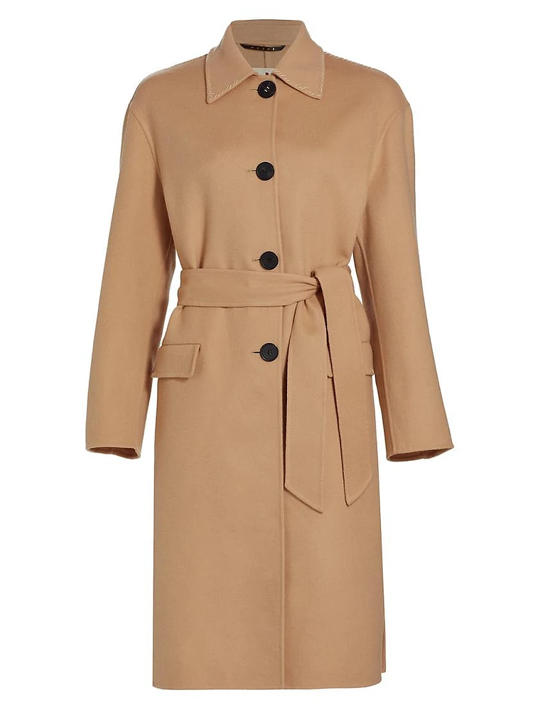 Wool-Blend Belted Coat