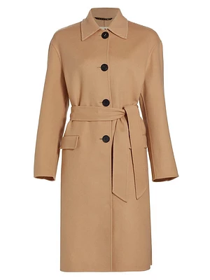 Wool-Blend Belted Coat