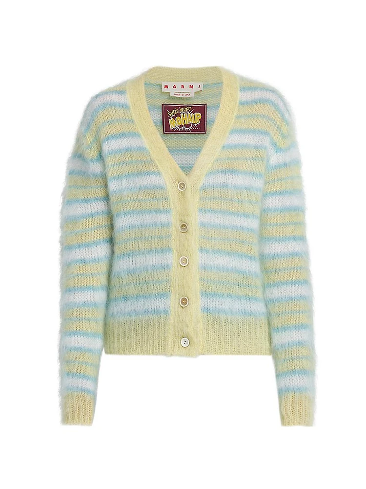 Striped Mohair-Blend Cardigan