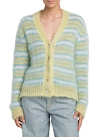 Striped Mohair-Blend Cardigan