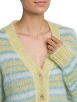 Striped Mohair-Blend Cardigan