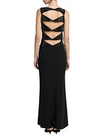 Sleeveless Silk Cut-Out Gown