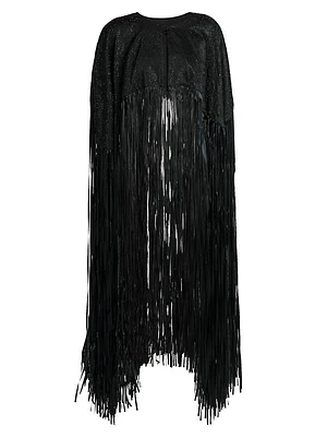 Floor-Length Fringe Silk Cape