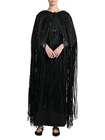 Floor-Length Fringe Silk Cape