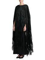 Floor-Length Fringe Silk Cape