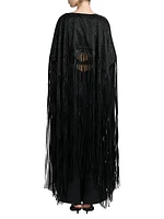 Floor-Length Fringe Silk Cape