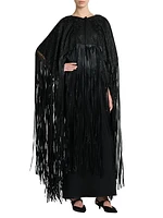 Floor-Length Fringe Silk Cape